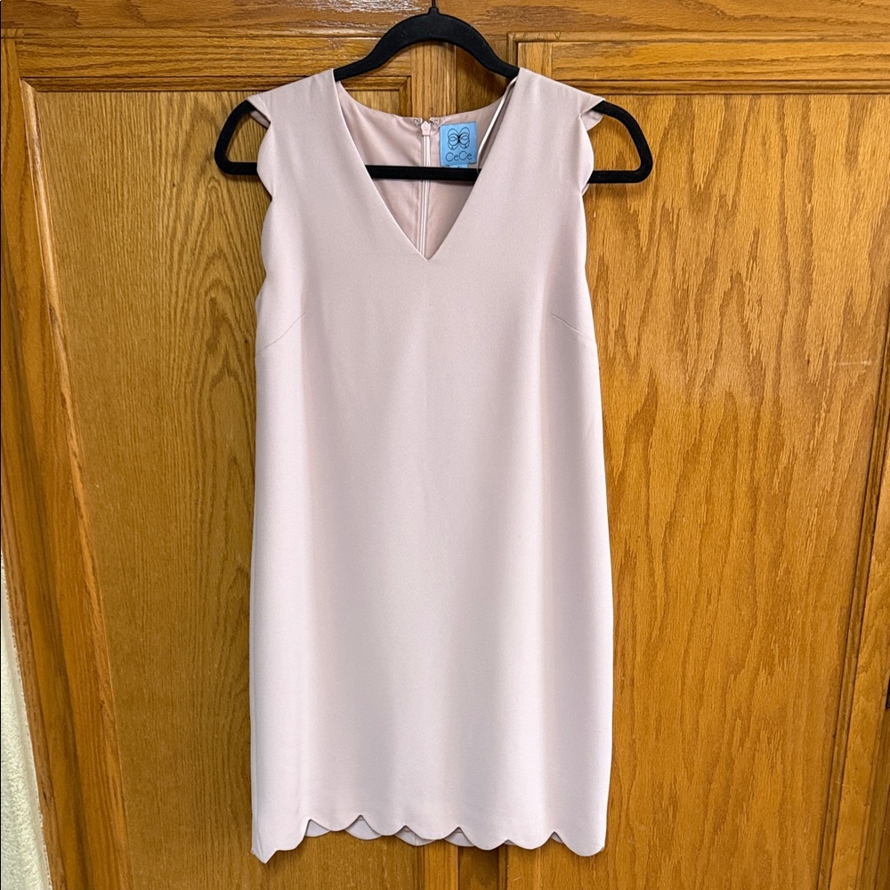 CeCe Blush Pink V-Neck Scalloped Hem Mini Dress